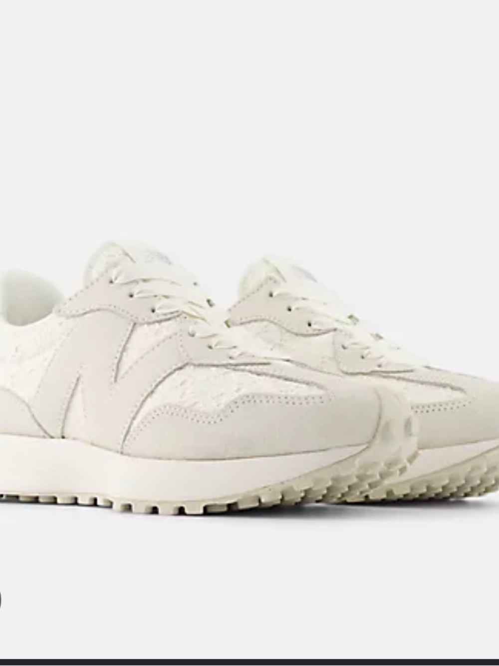 New Balance Women's Cream and White Lace-Accent 327 Sneakers